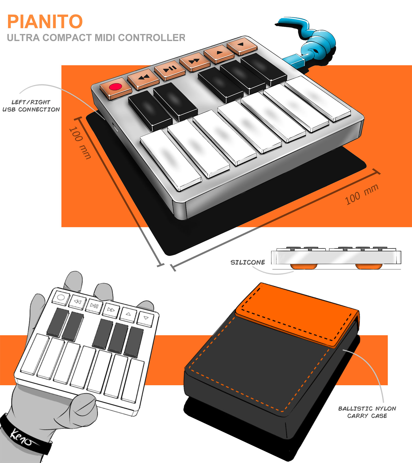 Product Concept Design Pianito small Midi Usb controller