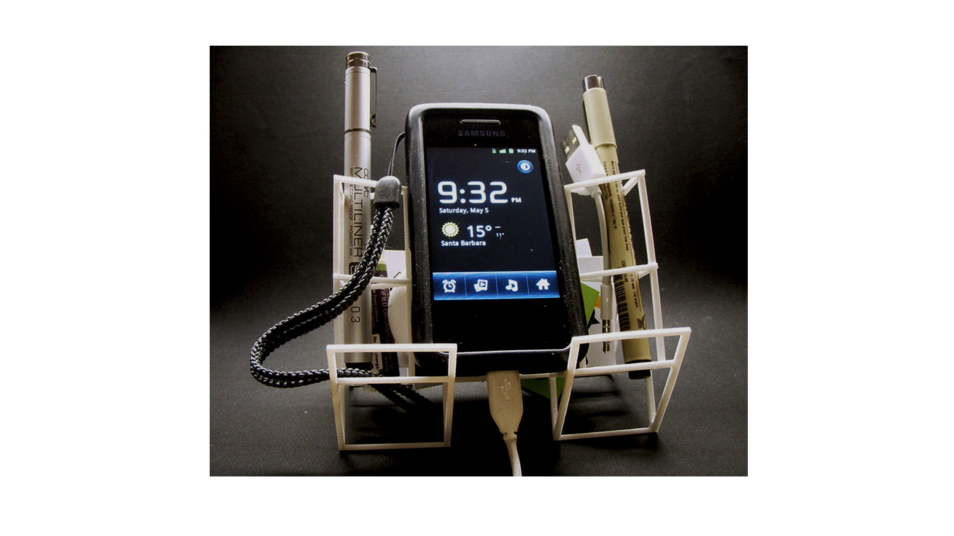 Cradle pen phone holder